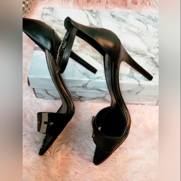 BLACK Buckle Strap Peep Toe - Picture 8 of 10